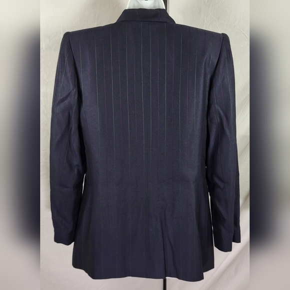 LE SUIT Navy Blue Pinstripe 2 Piece Skirt Suit - Size 6 - Picture 4 of 8